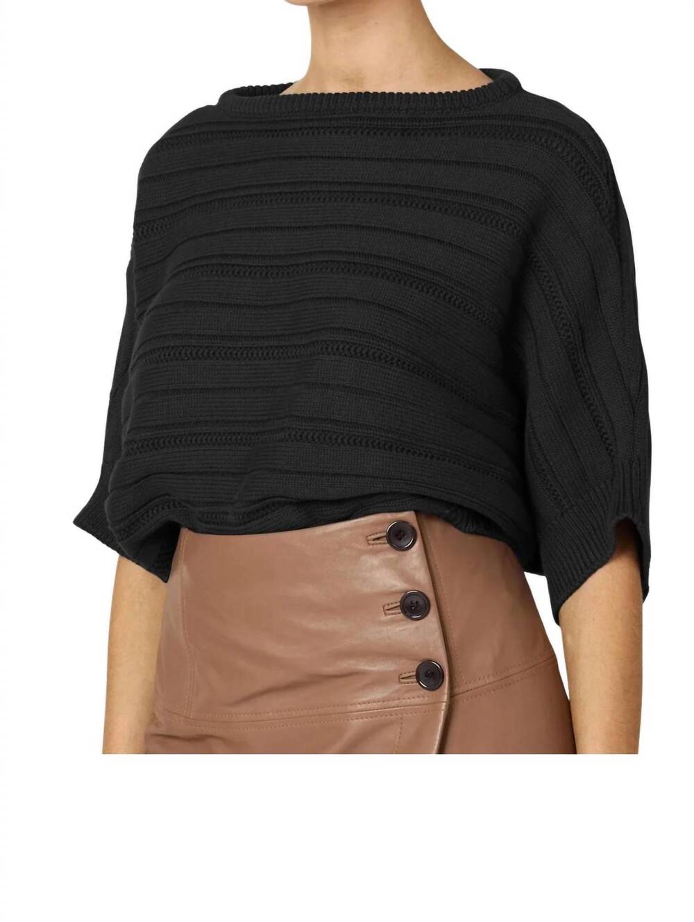 NEW CLEOBELLA caro boat neck elbow sleeve sweater in black
